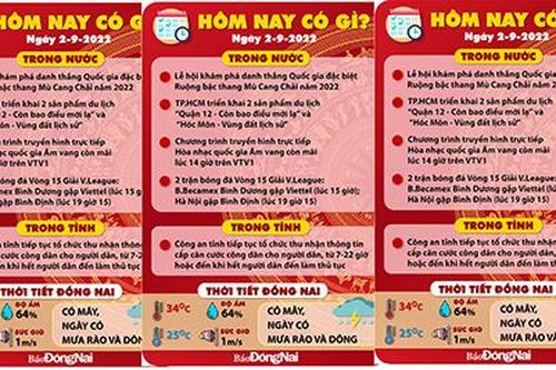 Hôm nay có gì? Ngày 2-9-2022