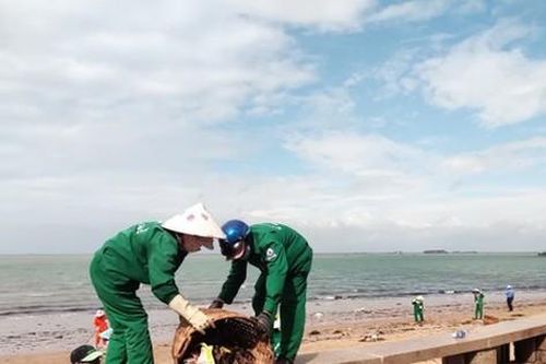 Thu dọn hơn 16 tấn rác dạt vào bờ biển Vũng Tàu