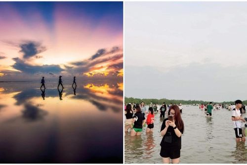 Loạt hình ảnh về biển vô cực ở Thái Bình đợt nghỉ lễ khiến dân tình cười ngả nghiêng
