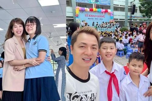 Sao Việt nô nức đưa con tới trường dịp khai giảng năm học mới