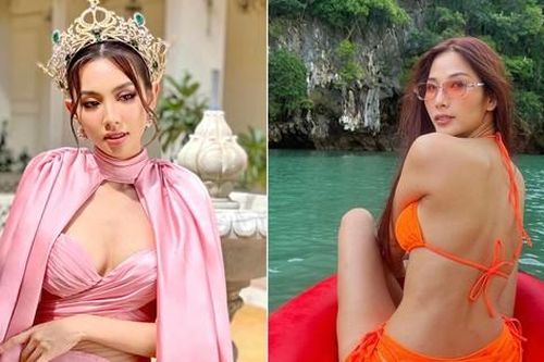 Thùy Tiên mặc váy lụa cut-out nóng bỏng ở Ấn Độ, Hoàng Thùy khoe dáng sexy với bikini