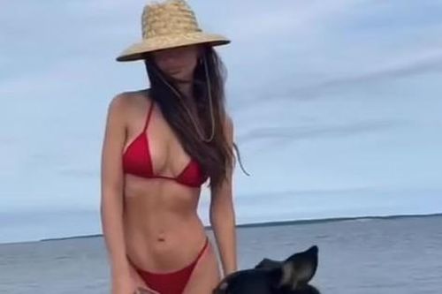Mẫu nội y Emily Ratajkowski đẹp như mộng ở biển với bikini nhỏ xíu