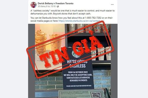 Thông tin Starbucks chuyển sang thanh toán không tiền mặt từ tháng 10/2022 là sai sự thật