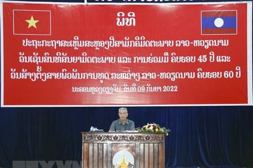 Míttinh tại Vientiane kỷ niệm Năm đoàn kết hữu nghị Lào-Việt Nam
