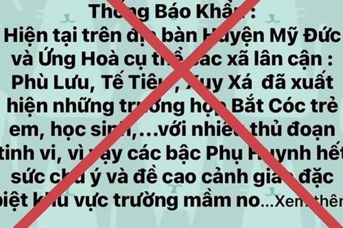 Xử lý nghiêm đối tượng thông tin thất thiệt bắt cóc trẻ em ở Hà Nội
