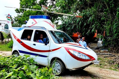 Biến ôtô thành trực thăng, chuyên chở cô dâu