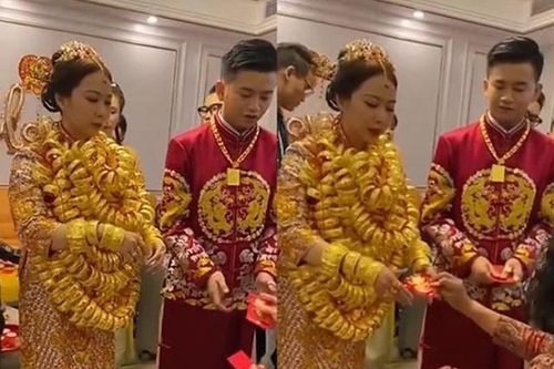 'Khổ' cho cô dâu ngày cưới, đeo vàng muốn gẫy cổ