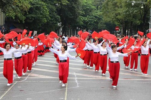 Màn đồng diễn thể dục dưỡng sinh ấn tượng của hơn 2.000 người cao tuổi Hà Nội