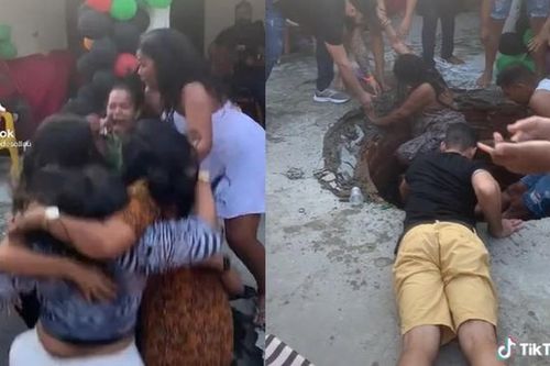7 phụ nữ ăn mừng khiến nền sân nứt toác, tạo hố sâu 3m