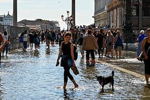 Du khách vô tư nô đùa giữa nước lũ, chính quyền thành phố 'đau đầu'