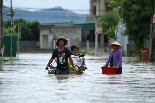 Quỳnh Lưu ngập trong biển nước, người dân khổ sở chống chọi