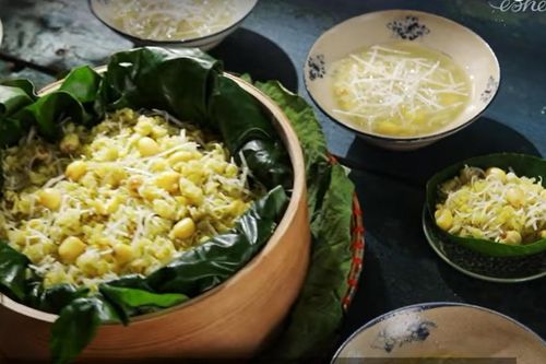 Cách nấu xôi cốm và chè cốm hạt sen chuẩn vị Hà Nội