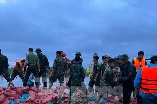 Vỡ đê ở Nghệ An, hàng trăm người dầm mưa xuyên đêm khắc phục