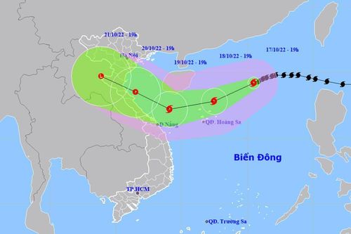 Gần sáng 18/10, bão số 6 sẽ gây gió giật cấp 8-9 ở vùng biển Quảng Trị-Quảng Nam