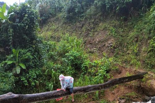 Xúc động hình ảnh cô giáo vùng cao bám thân cây vượt suối đến trường