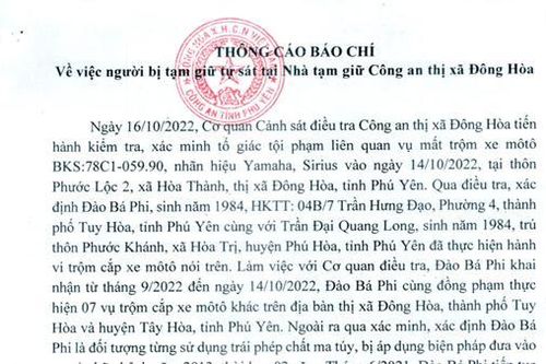Công an Phú Yên thông tin vụ việc đối tượng tự sát khi đang tạm giữ hình sự