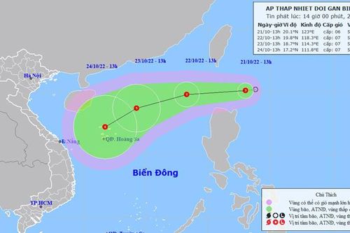 Gần Biển Đông xuất hiện áp thấp nhiệt đới