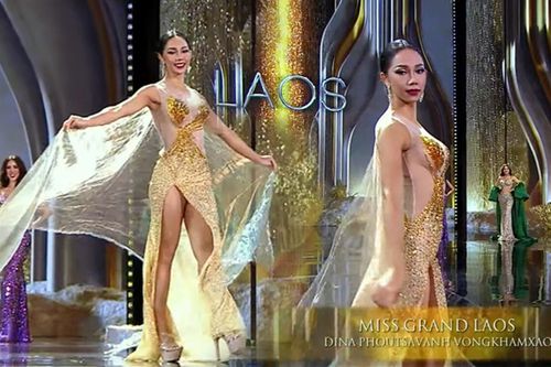Đại diện Lào vô tư hớ hênh trên sân khấu Miss Grand: Mất điểm trong mắt ông Nawat chắc out-top