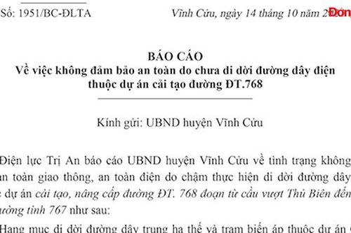 Điện lực Trị An phản hồi về những cột điện nguy hiểm trên đường ĐT 768