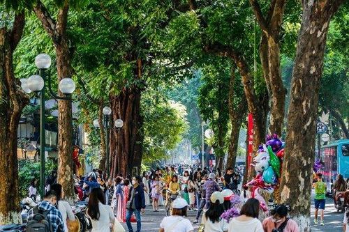 Hà Nội: Người dân ùn ùn check in trên phố Phan Đình Phùng