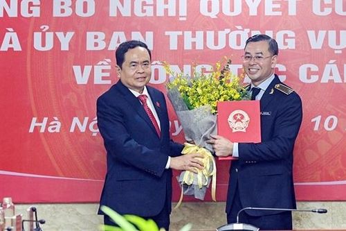 Phó Chủ tịch Thường trực Quốc hội Trần Thanh Mẫn dự lễ công bố Nghị quyết của Quốc hội về công tác cán bộ