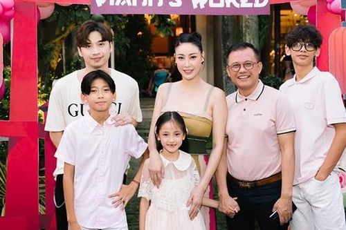 Gia đình Hà Kiều Anh mừng con gái tròn 7 tuổi