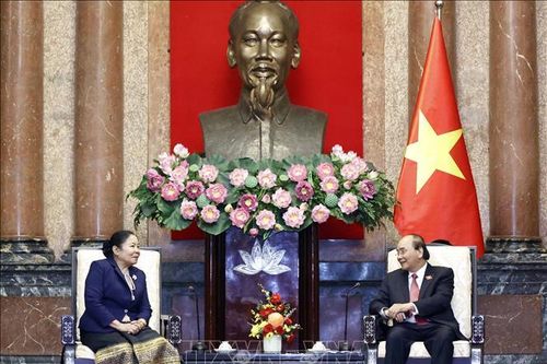 Chủ tịch nước Nguyễn Xuân Phúc tiếp Trưởng Ban Tổ chức Trung ương Đảng NDCM Lào