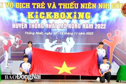 Hơn 130 VĐV Giải vô địch trẻ và thiếu niên nhi đồng kickboxing huyện Thống Nhất mở rộng 2022