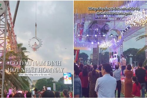 Quên dàn siêu xe 'khủng' đi, ra mà xem cô dâu hóa Hằng Nga giáng xuống lễ đường đây này