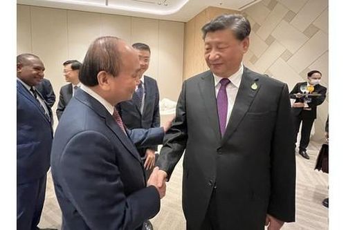 Chủ tịch nước Nguyễn Xuân Phúc gặp Tổng Bí thư, Chủ tịch Trung Quốc Tập Cận Bình