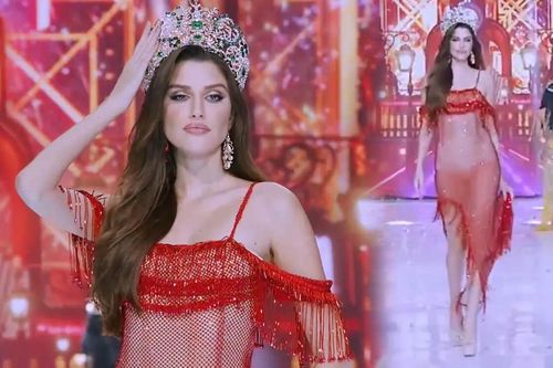 Miss Grand International bắt trend xách đầm tại show diễn thời trang: 'Chị có vương miện, chị có quyền'