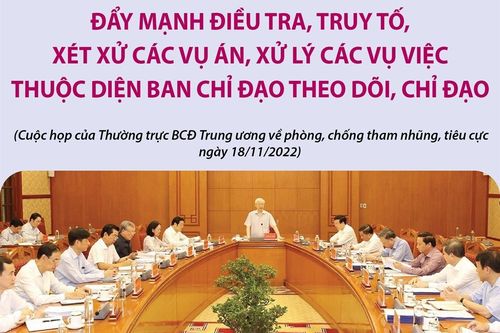 Đẩy mạnh điều tra, truy tố, xét xử các vụ án thuộc diện Ban Chỉ đạo theo dõi, chỉ đạo