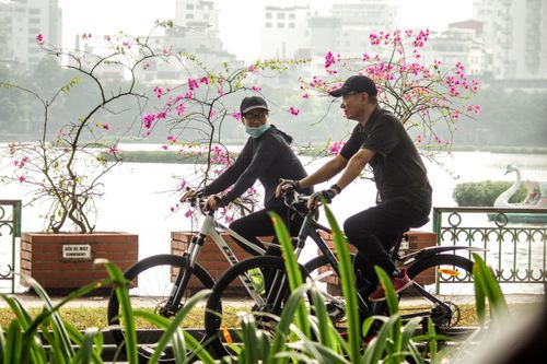 Đẹp ngỡ ngàng mùa hoa giấy nở rộ đầu đông bên hồ Trúc Bạch