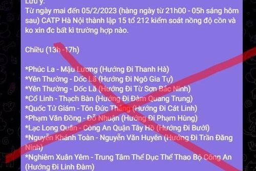 Công an Hà Nội bác thông tin thành lập tổ công tác theo chuyên đề 212