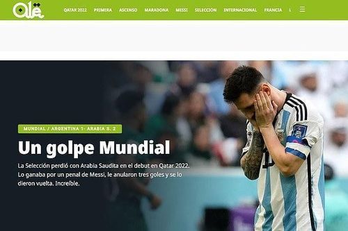Truyền thông Argentina giật tít gây sốc về thất bại của đội nhà