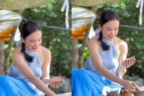 Angela Phương Trinh bị fan la ó vì mặc áo yếm như 'quên nội y' ngồi chặt dừa