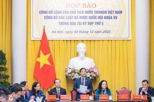 Họp báo công bố Lệnh của Chủ tịch Nước về 6 Luật thông qua tại Kỳ họp thứ Tư, Quốc hội Khóa XV