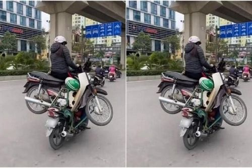 Công an xác minh hai xe máy 'làm xiếc' trên phố Hà Nội