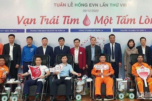 Hiến máu hưởng ứng 'Tuần lễ hồng EVN' tại Sơn La