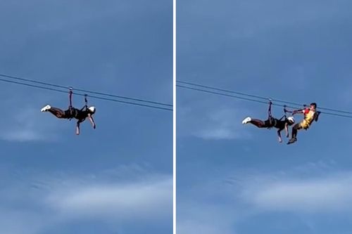 Du khách bị treo lơ lửng khi trượt zipline ở Philippines
