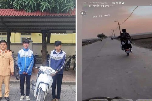 2 thiếu niên mặc đồng phục cấp 3 bốc đầu xe máy thách thức cơ quan chức năng