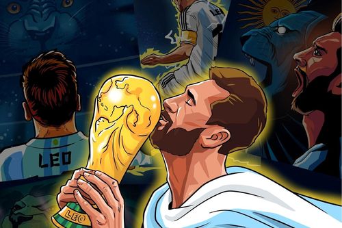 Đằng sau bức tranh Messi nâng cúp
