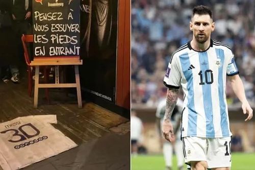 Áo đấu Messi được dùng làm… thảm chùi chân ở Paris
