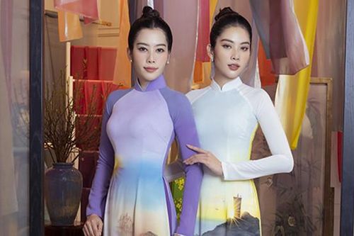 Nam Anh, Nam Em khoe sắc rạng rỡ với áo dài lụa