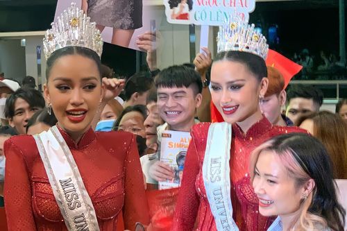 Cận cảnh nhan sắc Ngọc Châu qua cam thường tại sân bay: Quá mặn mà để càn quét Miss Universe