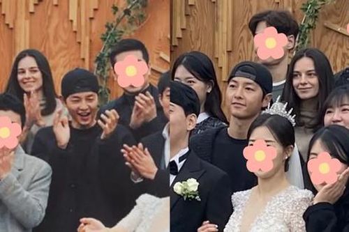Hé lộ ảnh Song Joong Ki dẫn bạn gái dự đám cưới người quen: Đích thị là Katy Louise Saunders!