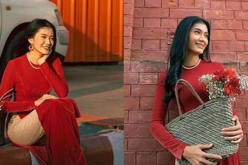 Miss Grand chưa hết bất ngờ: Đại diện Myanmar đón năm mới trong bộ áo dài Việt Nam