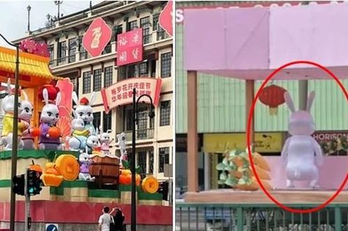 Linh vật thỏ trang trí mừng Tết Nguyên đán 2023 ở Singapore bị chê tơi tả