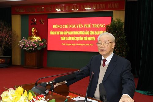 Tổng Bí thư Nguyễn Phú Trọng làm việc và chúc Tết tại Thái Nguyên
