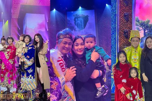 Hé lộ hình ảnh của NSND Tự Long, Trung Ruồi, Đỗ Duy Nam cùng các con ở hậu trường Táo Quân 2023